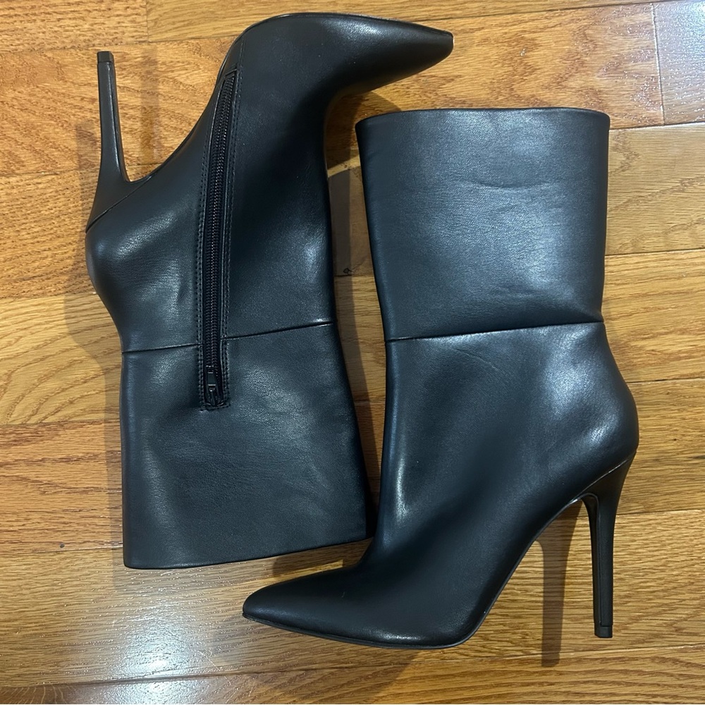Charles By Charles David Palisades Black Mid Calf Heeled Boots 8 NWOB - Picture 4 of 16